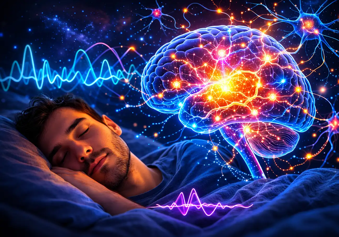 actividad cerebral mientras una persona duerme representando procesos que hace el cerebro mientras duermes