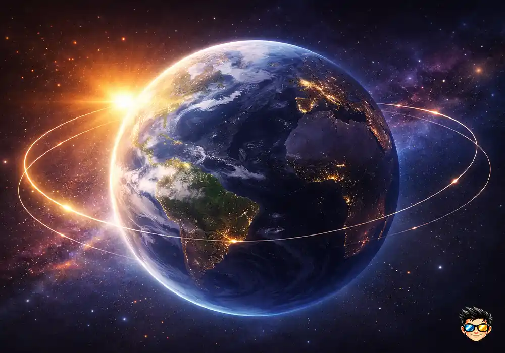 Planeta tierra haciendo el giro sobre su propio eje en el espacio