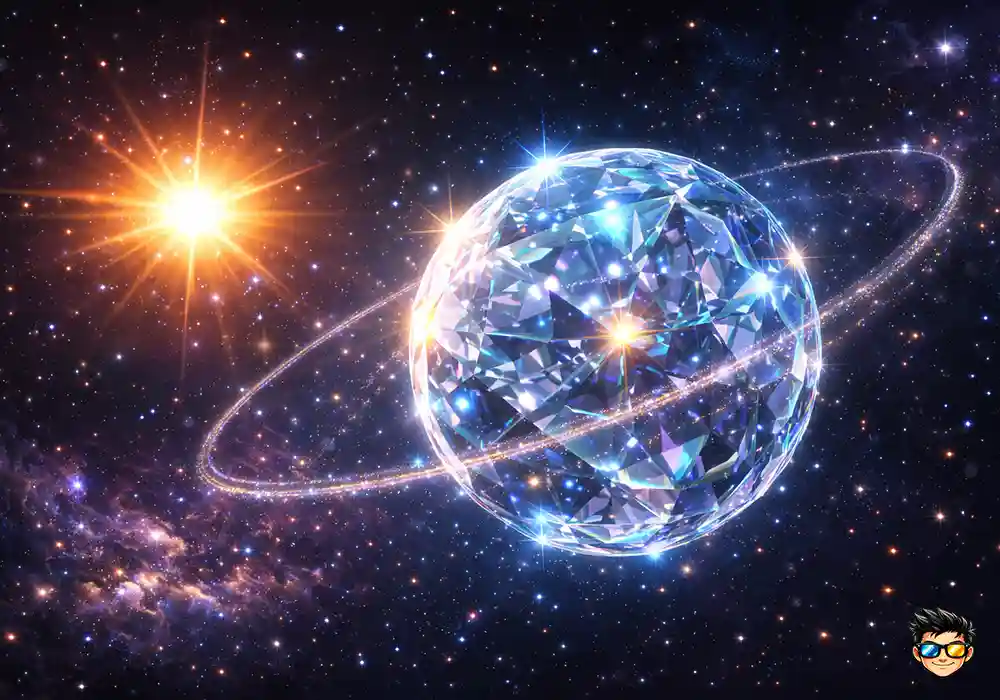 10 Curiosidades Del Universo Que Parecen Ciencia Ficción 2 planeta de diamante orbitando una estrella representando exoplanetas ricos en carbono