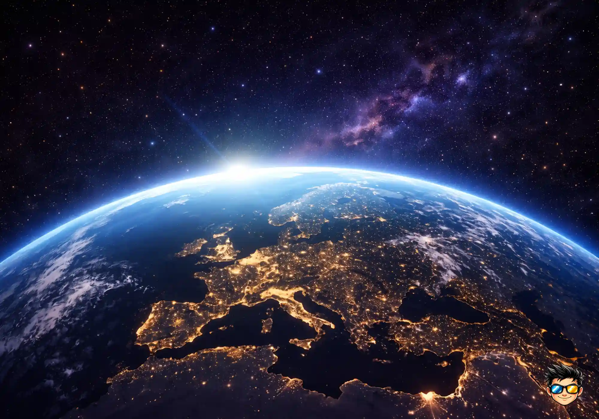 Vista de la Tierra desde el espacio mostrando Europa iluminada - teoria Qué pasaría si la Tierra dejara de girar