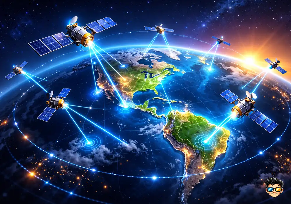Cómo funciona el GPS y la red de satélites orbitando la tierra enviando señales de posicionamiento