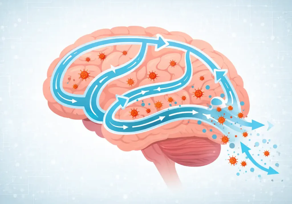 sistema glinfatico limpiando toxinas del cerebro durante el sueño profundo