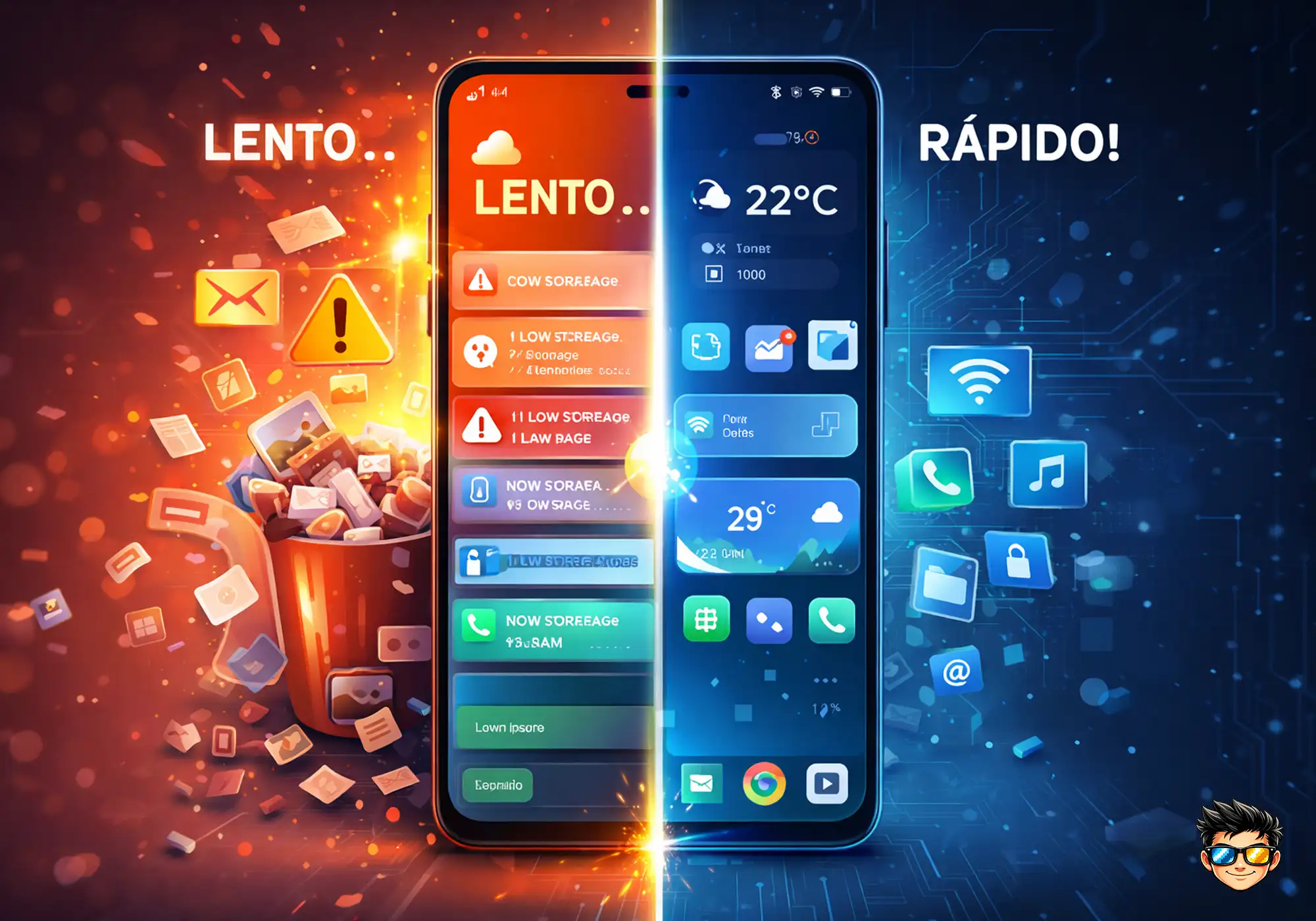 comparacion celular lento vs celular optimizado limpio