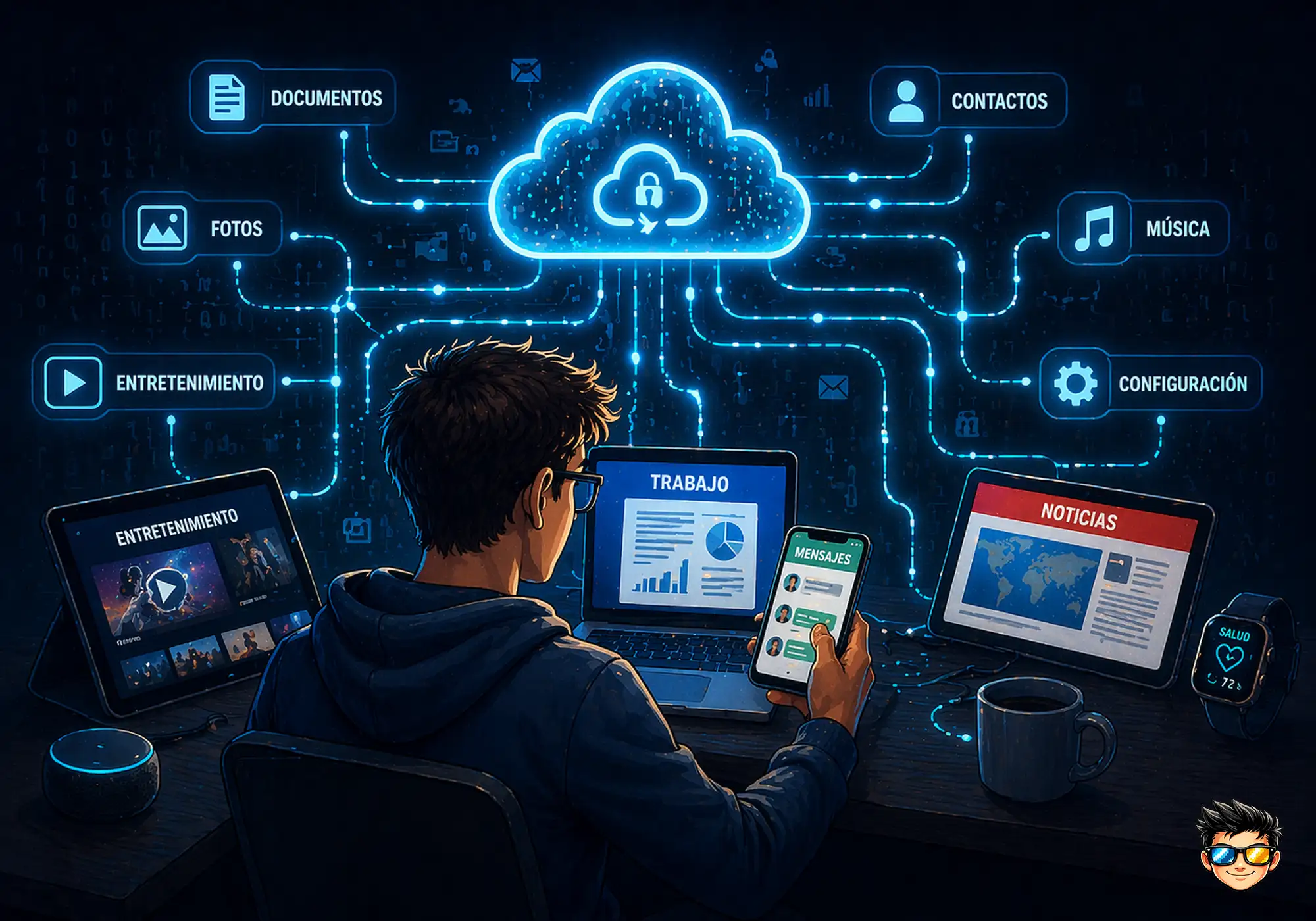 dispositivos conectados a la nube digital