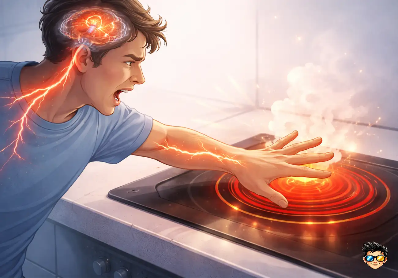 Qué Pasaría Si Tu Cuerpo No Pudiera Sentir Dolor 1 persona reaccionando al dolor al tocar una superficie caliente