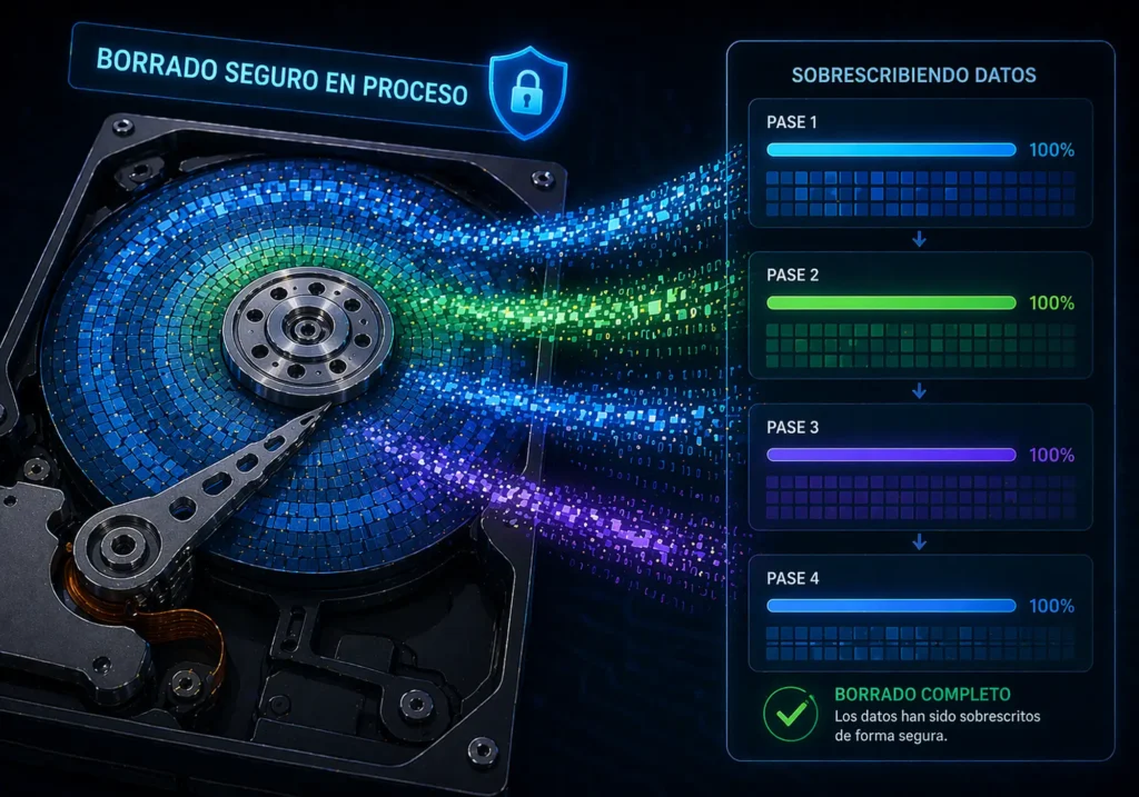 proceso de borrado seguro de datos en un disco