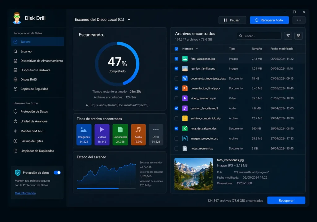 programa disk drill recuperando datos eliminados