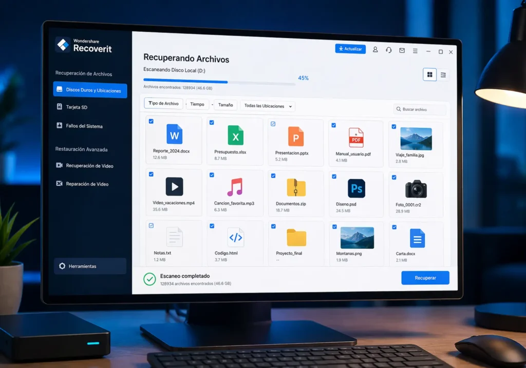 programa recoverit recuperando archivos borrados