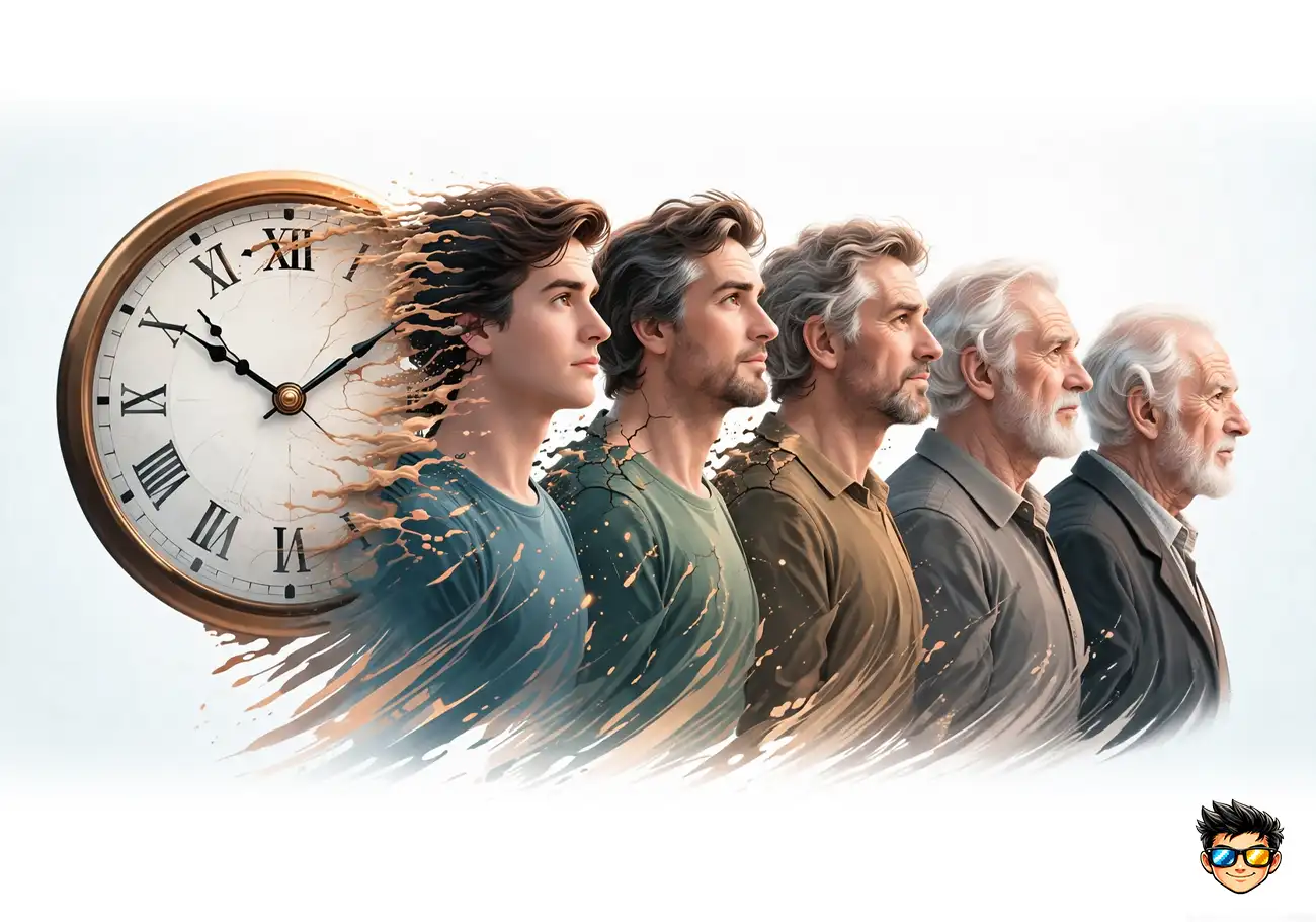 representacion del paso del tiempo en una persona a medida que envejece