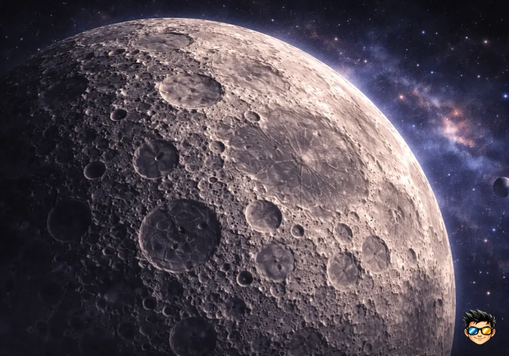 superficie del lado oculto de la luna con crateres